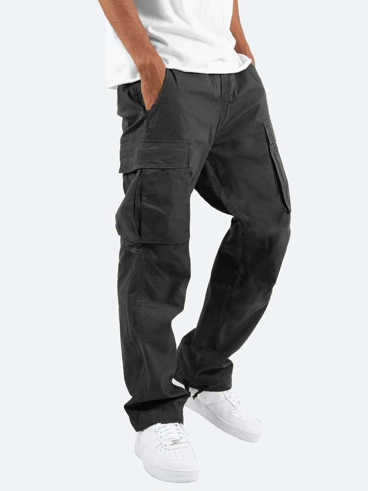 Men's Wide-Leg Cargo Pants Casual Cotton Blend Trousers, view 6 - Elena Harper