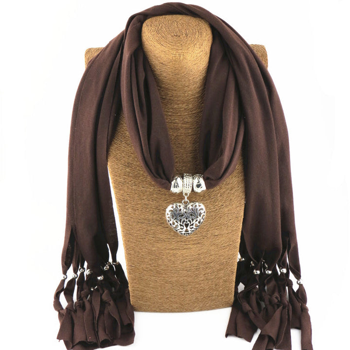 Scarf with Vintage Heart Pendant