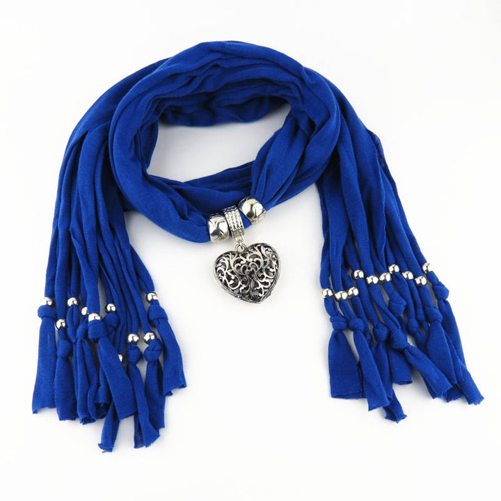 Scarf with Vintage Heart Pendant