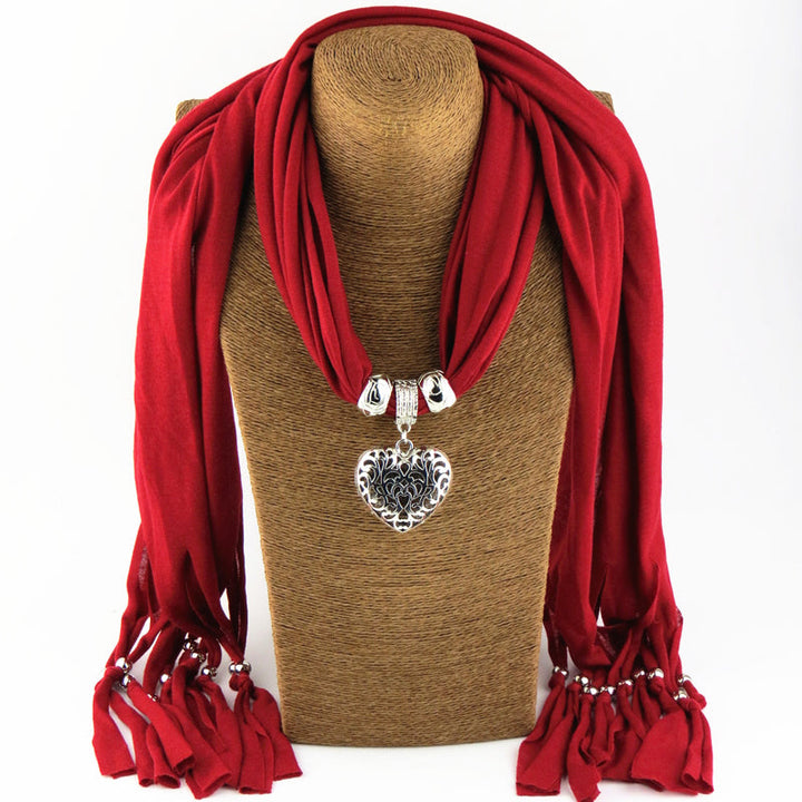 Scarf with Vintage Heart Pendant