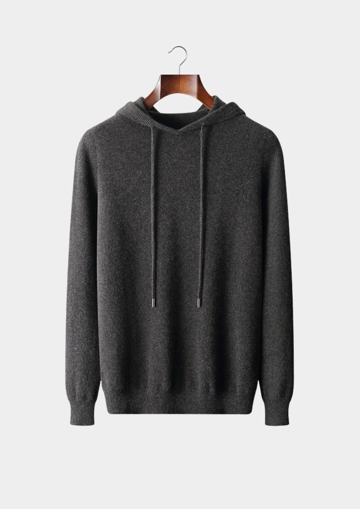 100% CASHMERE HOODED SWEATER.