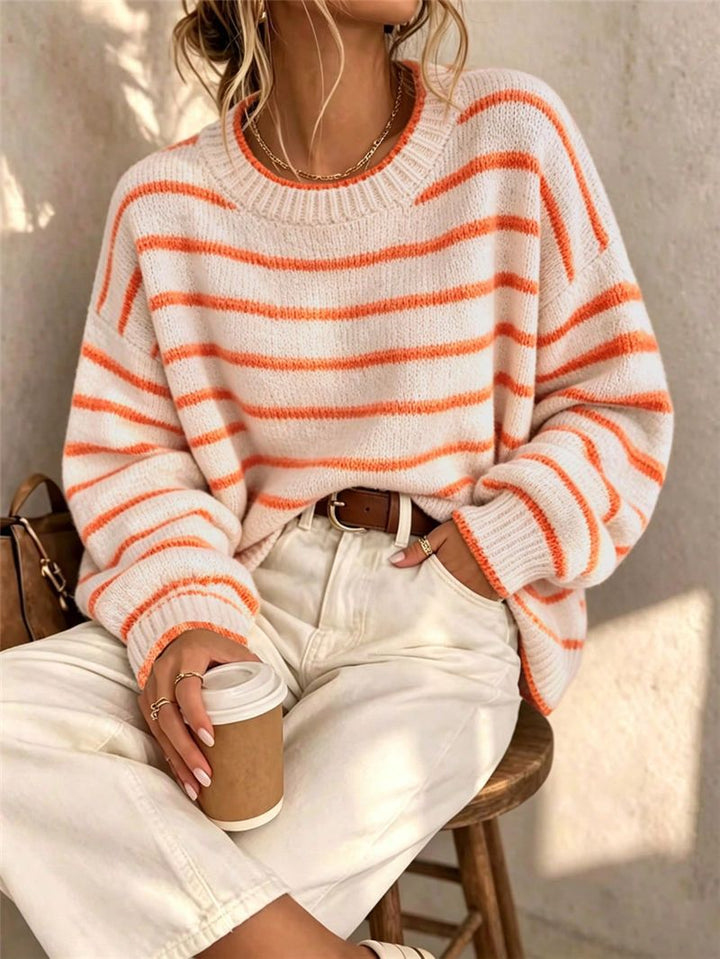 Women's Round Neck Knit Sweater - Casual and Comfortable