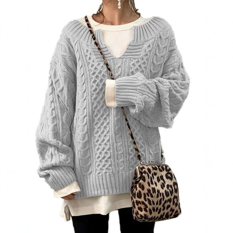 Thick Women's Cable Knit Sweater - Warm and Casual