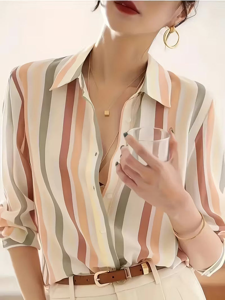 Women's Striped Button-Up Shirt: Effortless Casual Elegance