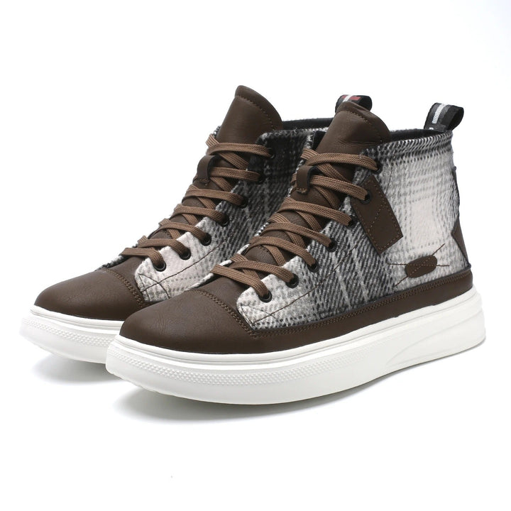 High-top plaid sneakers for men