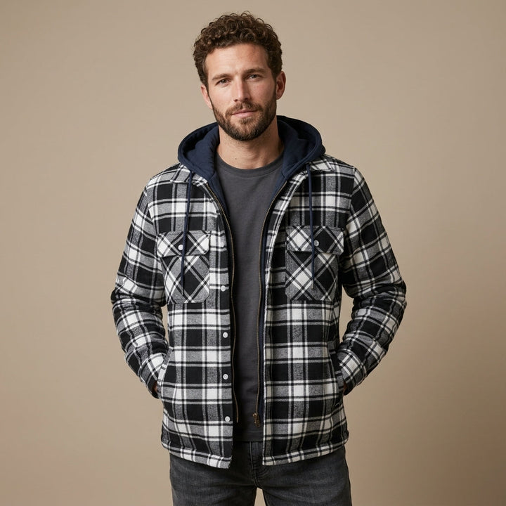 Men's Hooded Checkered Jacket