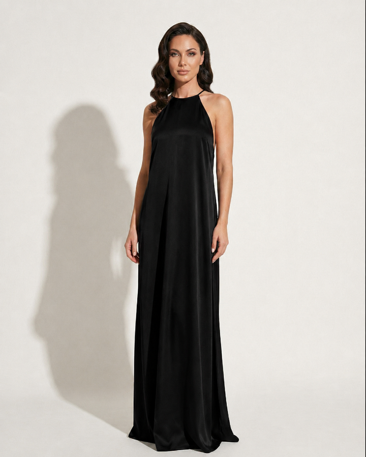 Esmee Elegant Halter Maxi Dress, view 4 - Elena Harper