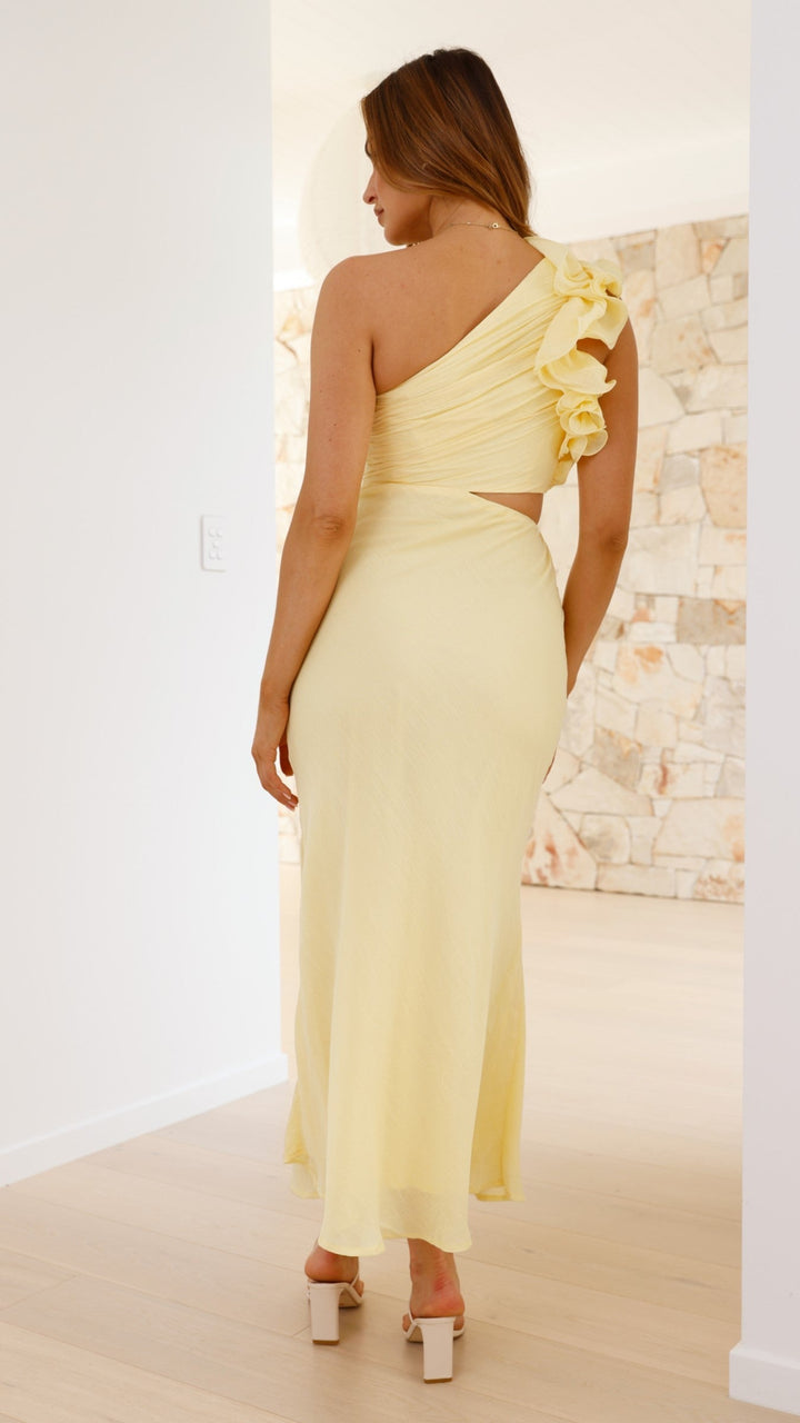 Women's Elegant One-Shoulder Cutout Maxi Dress