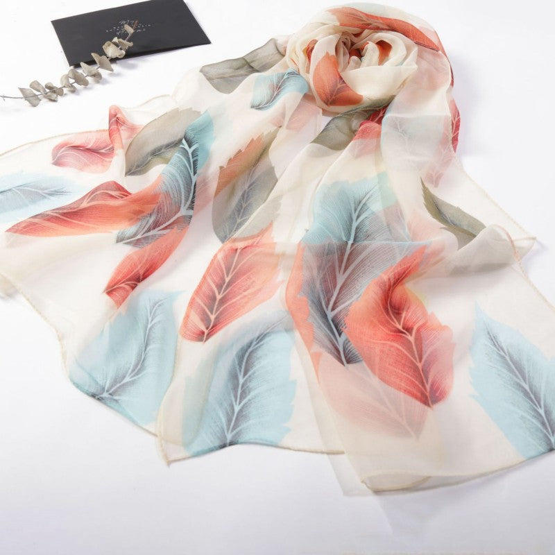 Elegant Leaf Print Scarf