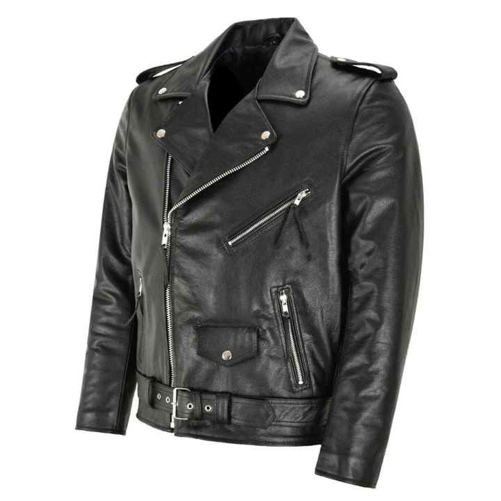 RYDER – CLASSIC BLACK LEATHER BIKER JACKET