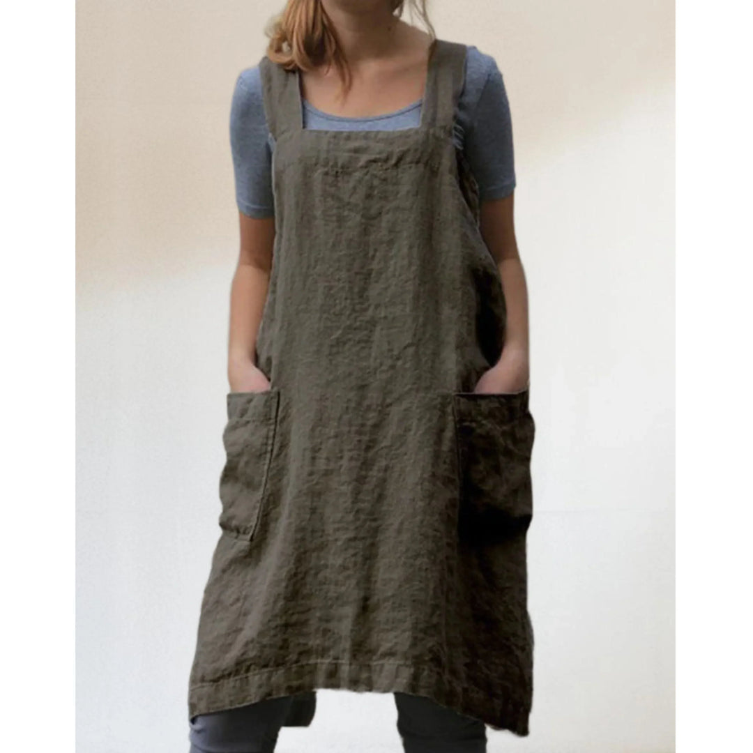 Women's Apron Dress Stylish Casual Dress with Pockets, view 8 - Elena Harper