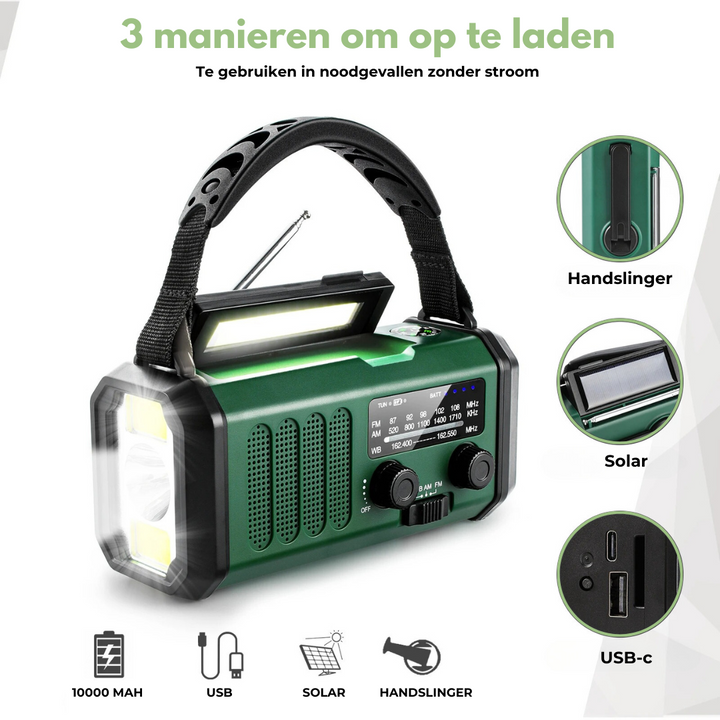 Professional Emergency Radio Solar & Crank #1 for Emergencies, view 3 - Elena Harper