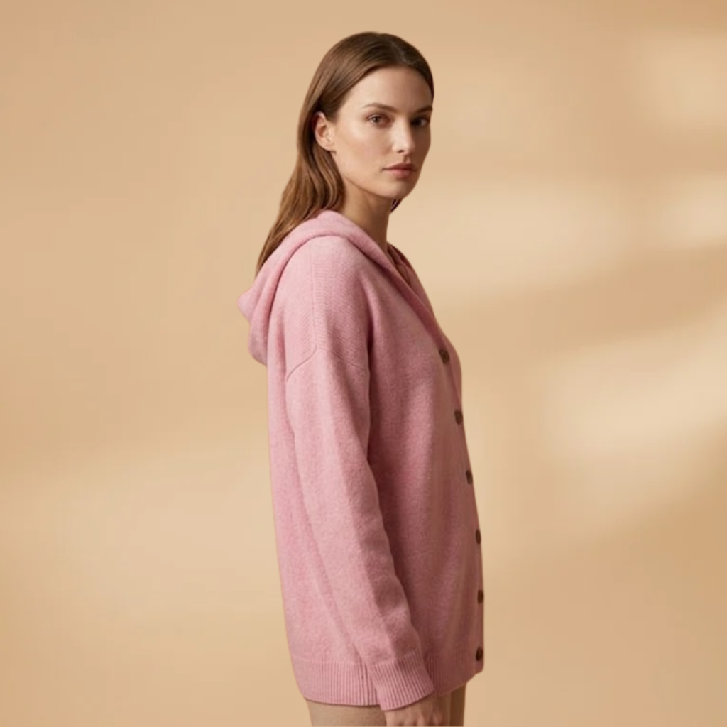 Women's Cardigan with Hood and Button Closure