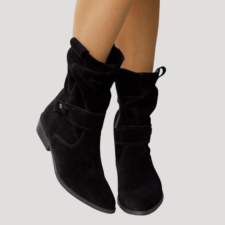 Women's Western Ankle Boots with Buckle