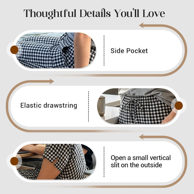 Women's Capri Pants in Vichy Check with Elastic Waist