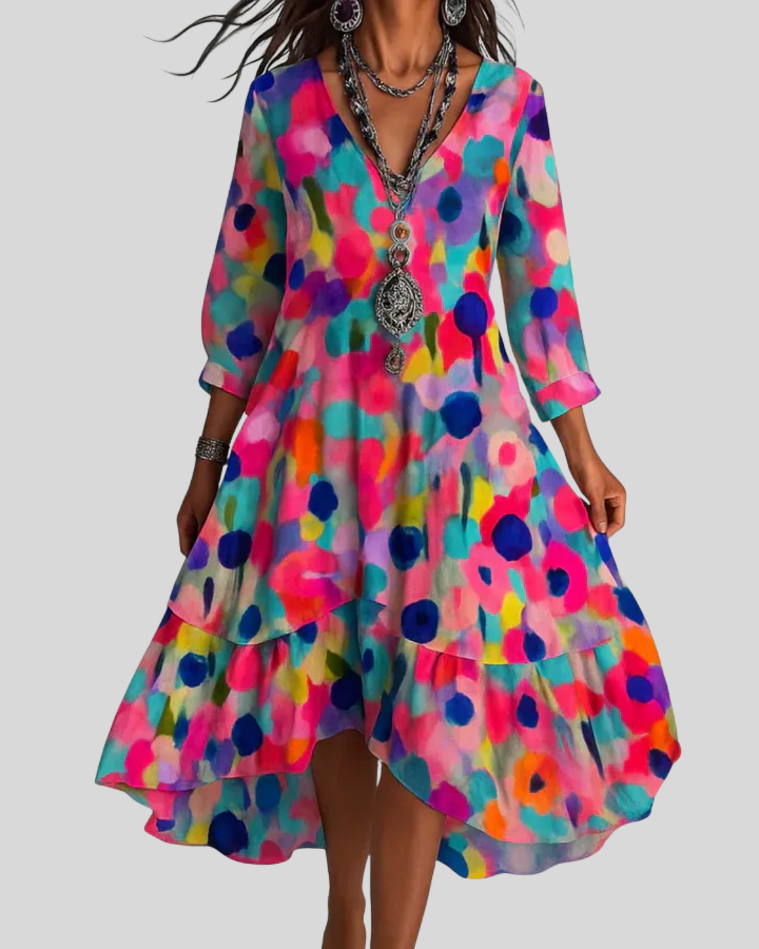 Debra Maxi Dress with Floral Prints, view 4 - Elena Harper