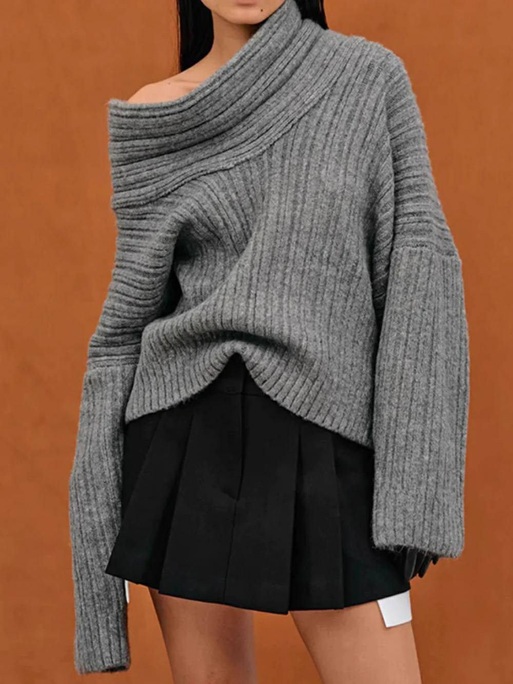 Oversized High Roll Knit Pullover - Elena Harper