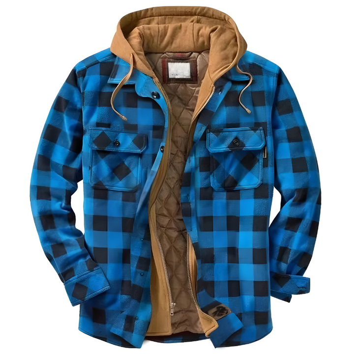 Bram Comfortable Patchwork Jacket with Hood, view 3 - Elena Harper