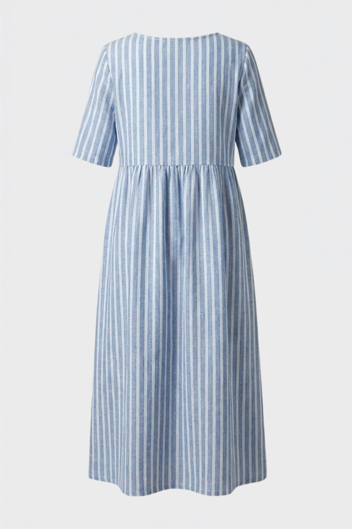 Women's Striped Midi Dress | Smocked Waist