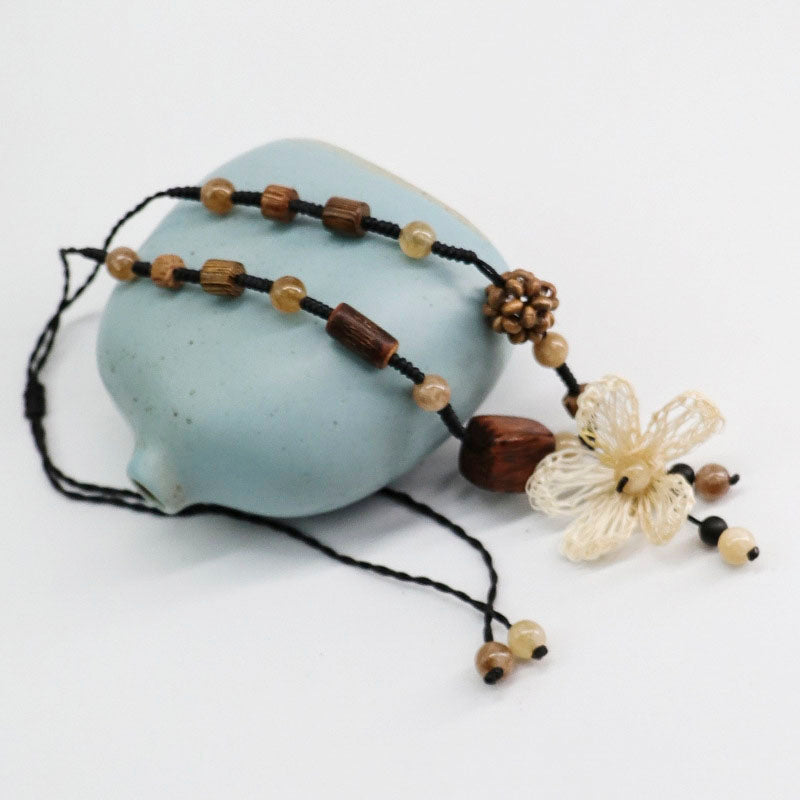 Handwoven Floral Necklace, view 4 - Elena Harper