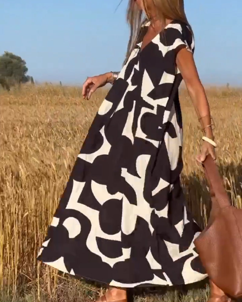 SITA Dress with print and V-neckline - Elena Harper