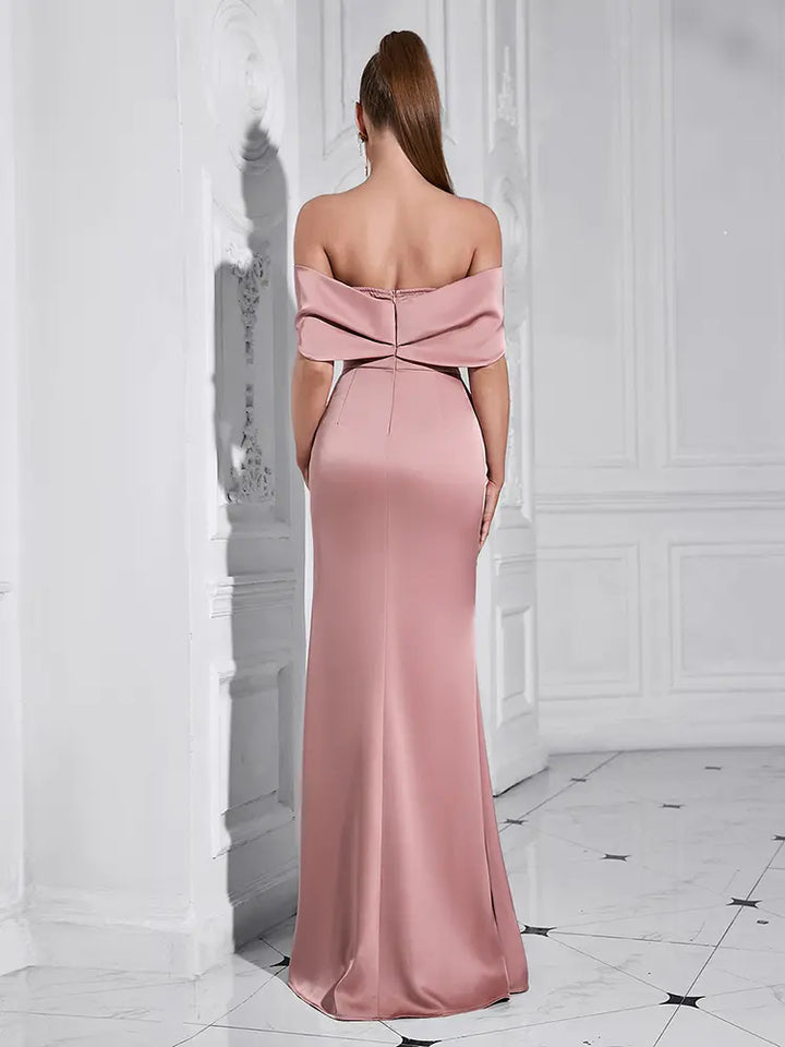 Elegant One-Shoulder Diamond-Detail Gown