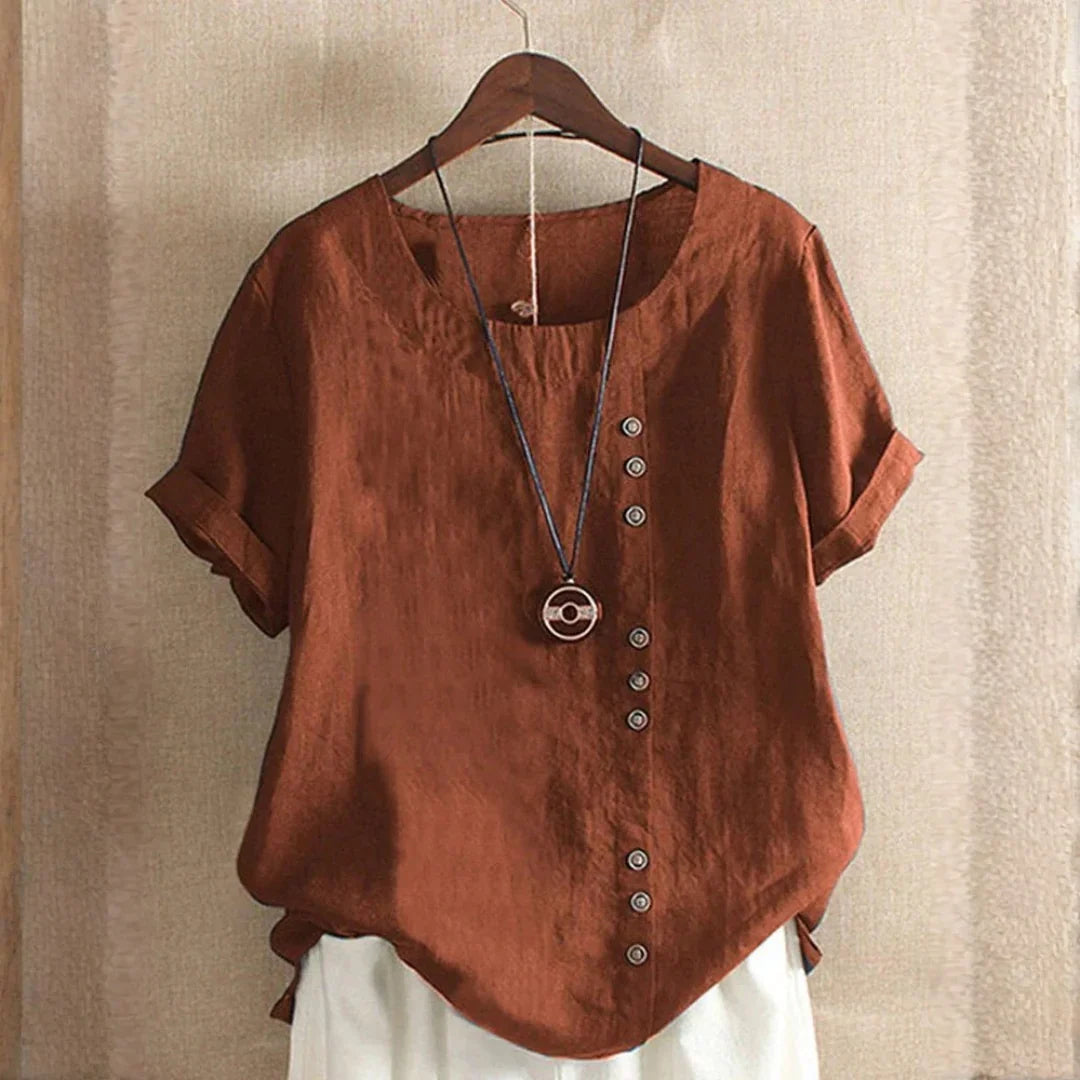 Serenity | Women's Casual Button Detail Linen Blouse