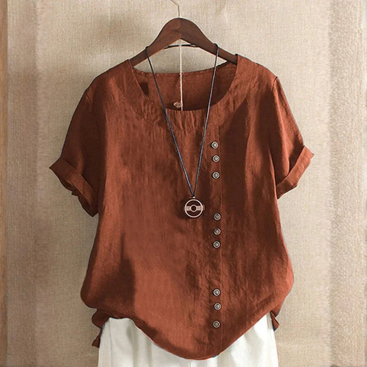 Serenity | Women's Casual Button Detail Linen Blouse