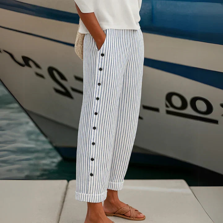 Aisla Comfortable Striped Casual Pants - Elena Harper