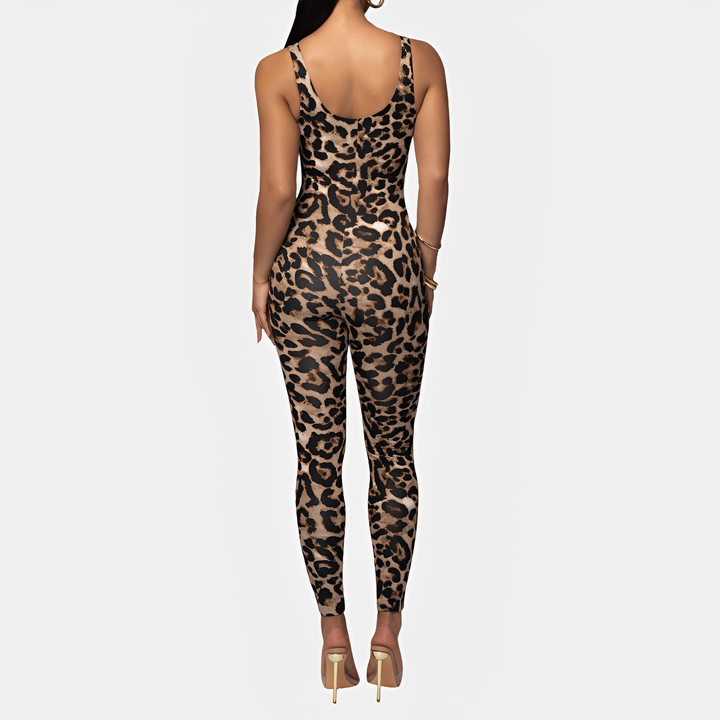 Elaine Stylish Printed Bodycon Jumpsuit, view 2 - Elena Harper