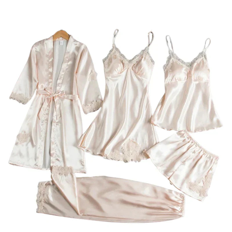 Audrey 5 Piece Satin Set, view 6 - Elena Harper