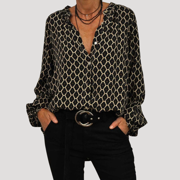 Elegant V-neck Long Sleeve Blouse