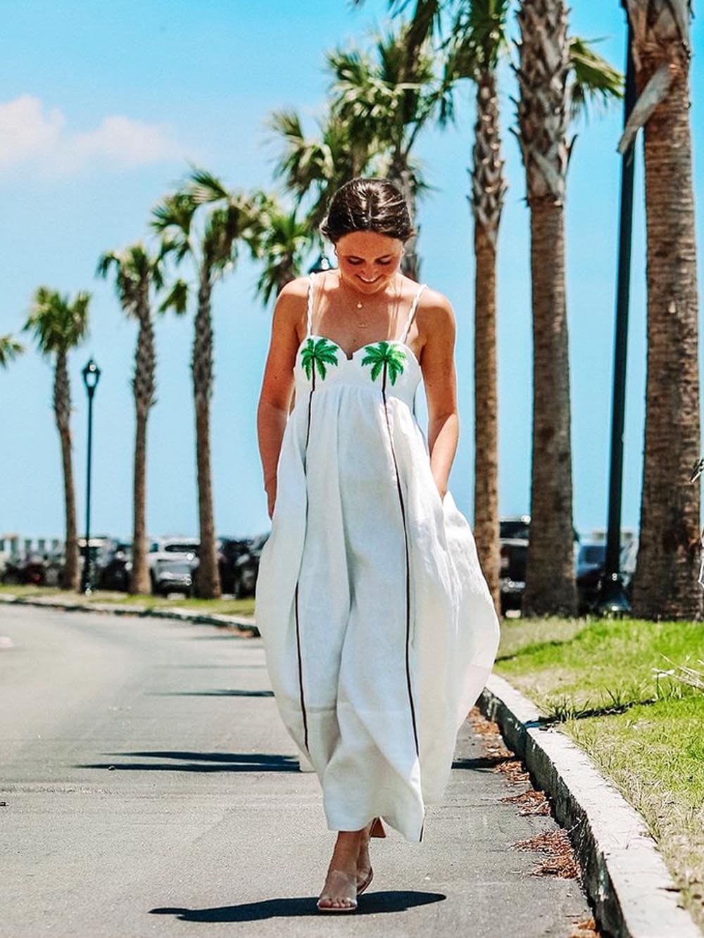 Palm Oasis Slip Dress, view 3 - Elena Harper