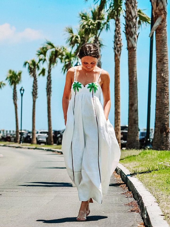 Palm Oasis Slip Dress, view 3 - Elena Harper