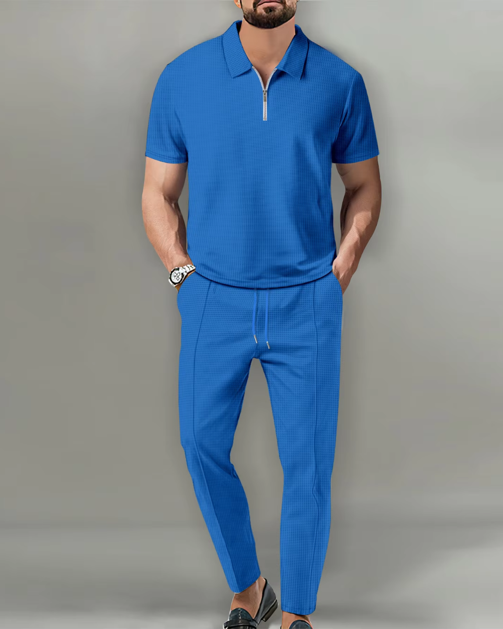 Piedmont Coordinated Zip Polo Set, view 2 - Elena Harper