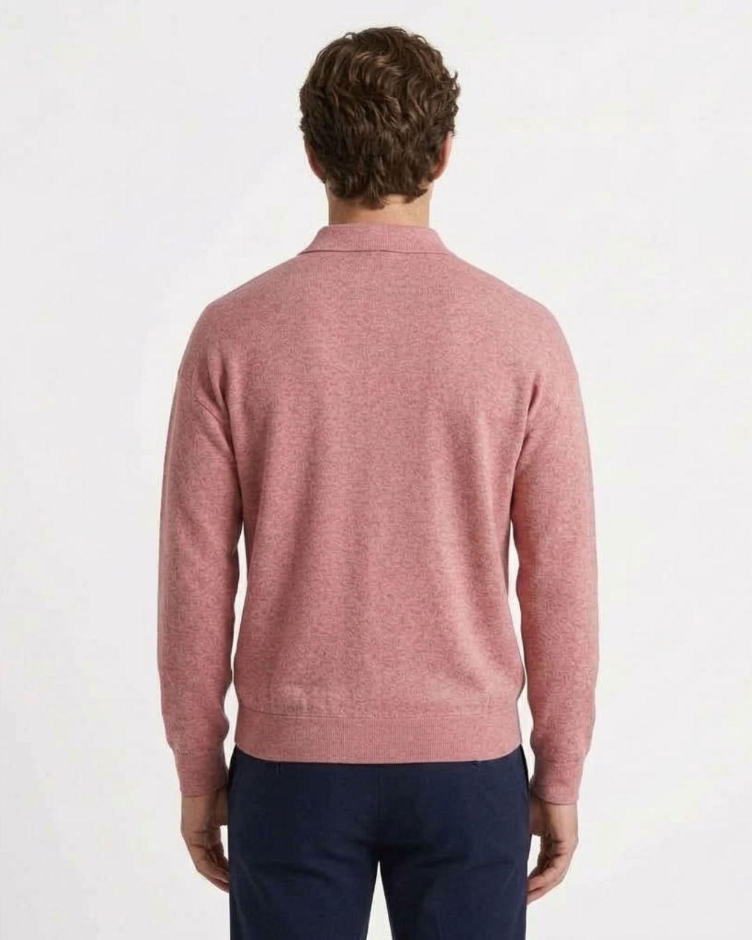 Long Sleeve Button-Down Polo for Men, view 2 - Elena Harper
