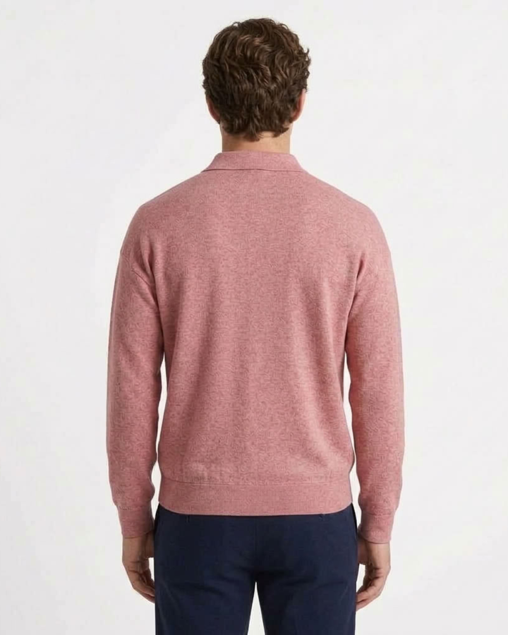 Long Sleeve Button-Down Polo for Men, view 2 - Elena Harper