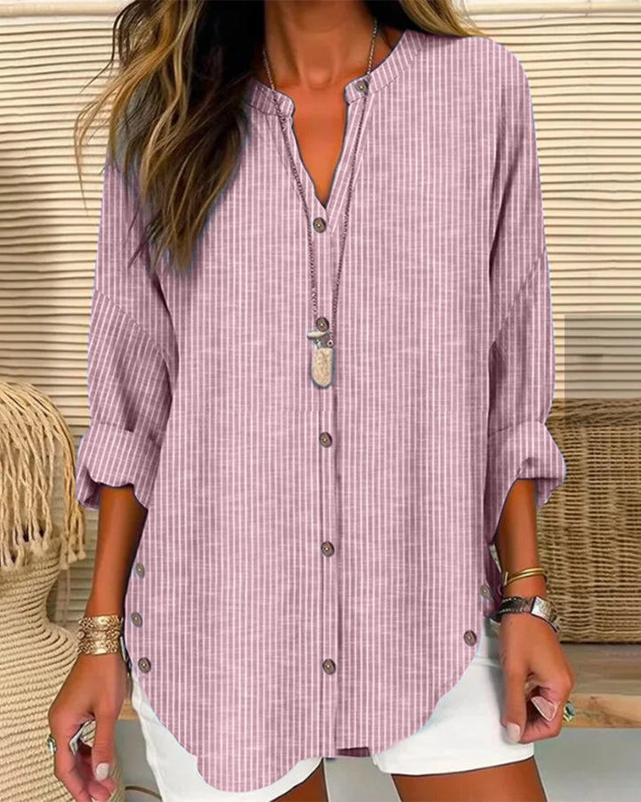 Ruby | Women’s Relaed Striped Button Blouse
