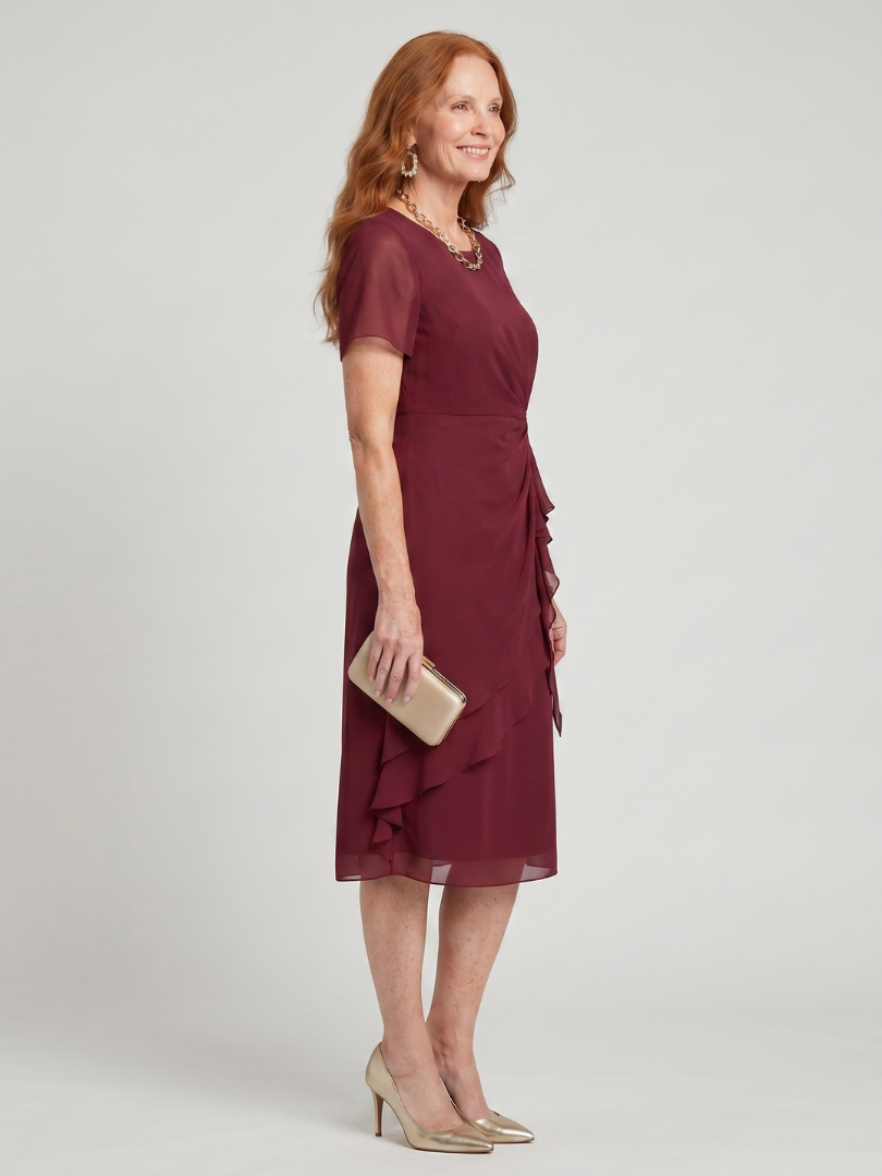 Eira Short Sleeve Layered Hem Midi Dress - Elena Harper