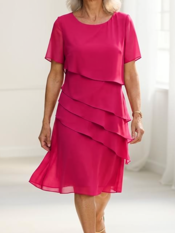 Linda Elegant Comfortable Dress with Ruffles, view 6 - Elena Harper