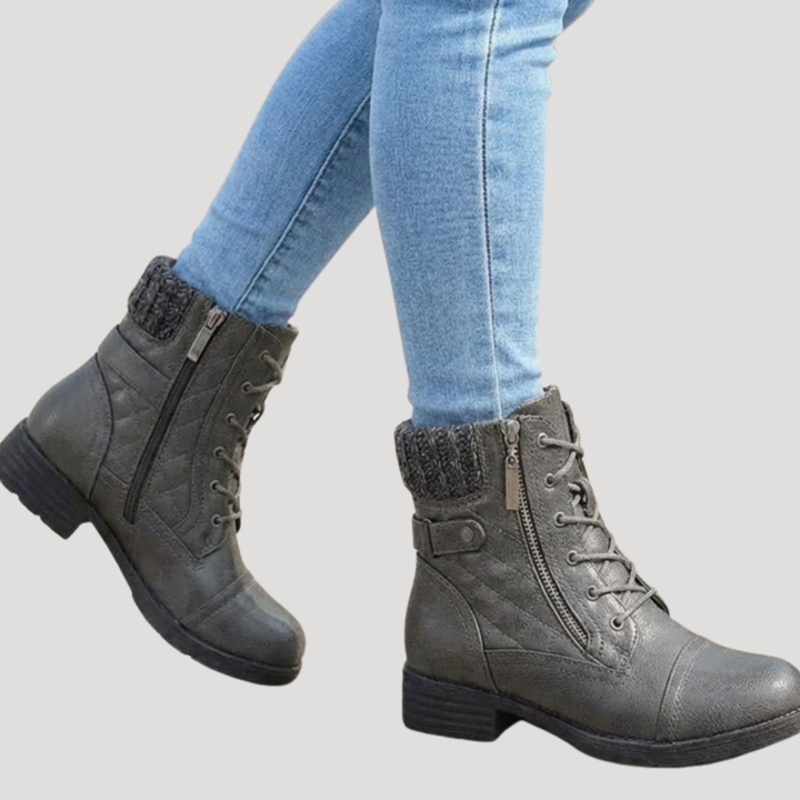 Women's Quilted Lace-Up Ankle Boots