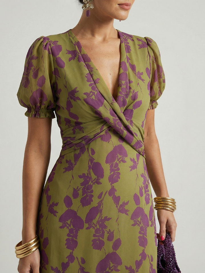 CHIC MIDI FLORAL DRESS FOR WOMEN