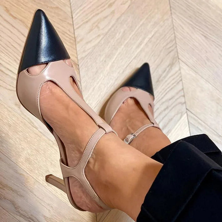 Parisian Chic Two-Tone T-Strap Pump | The Emma Olivia Signature