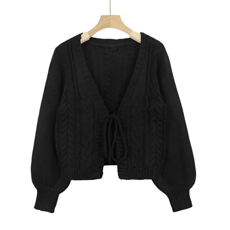 Sofia™ | Knitted Cardigan with Bow Closure