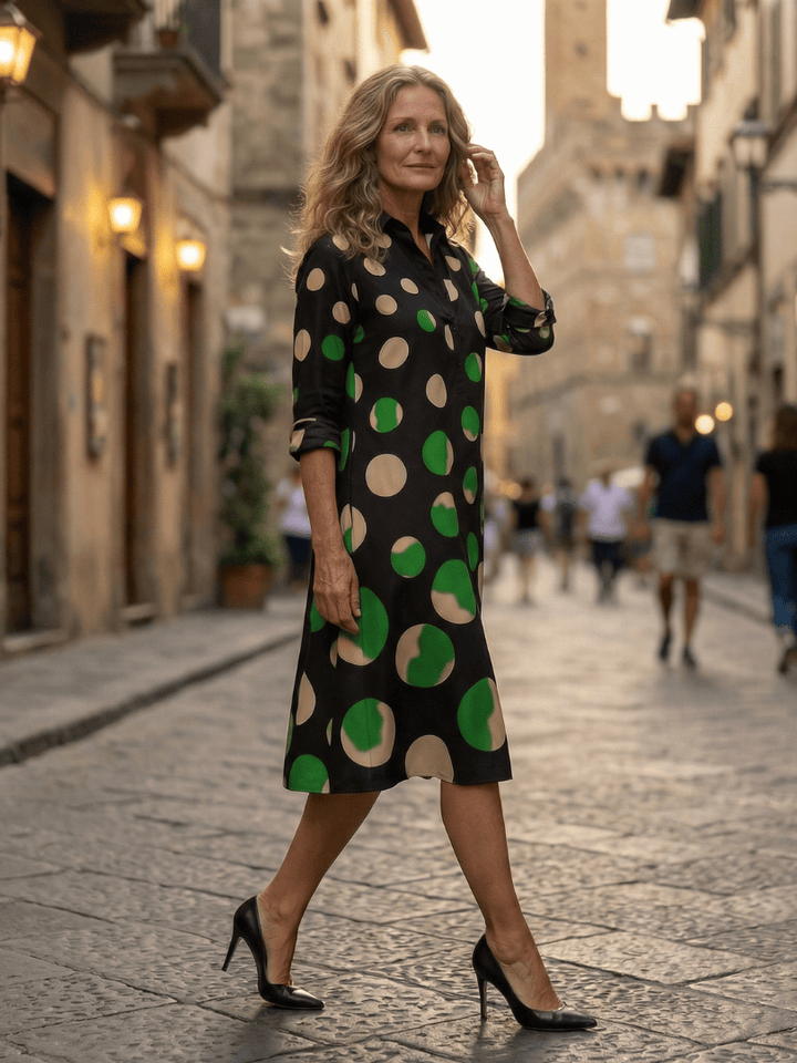 Kaia™ Dinner Walk Dress by Emma & Rose Cape Town, featuring elegant fabric and stylish design, suitable for evening occasions.