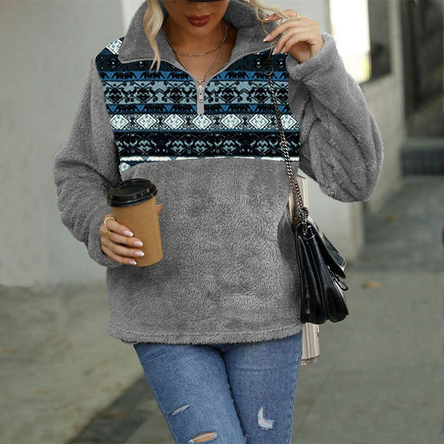 Casual Printed Geometric Pullover