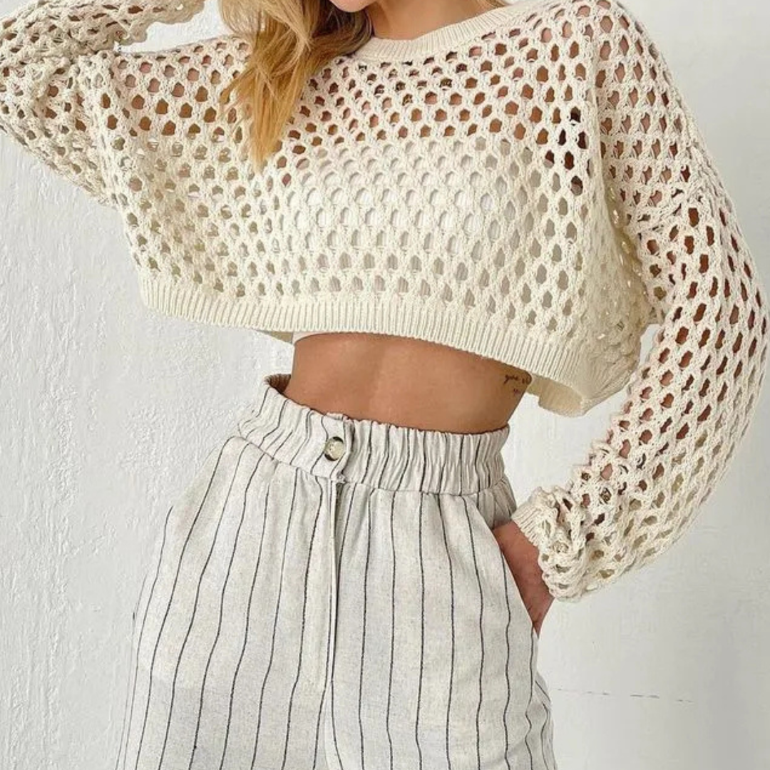 Agnese Lightweight Knit Blouse, view 2 - Elena Harper