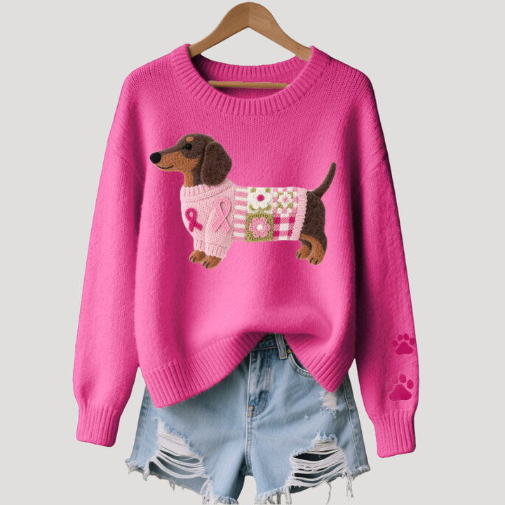 Women's Knit Sweater with Dachshund Pattern