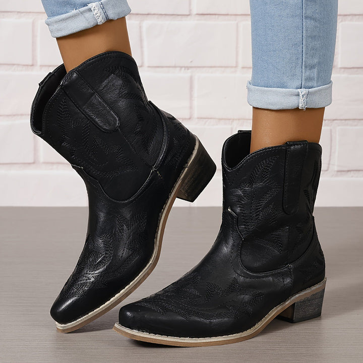 Laurice - Stylish Embroidered Leather Cowboy Boots