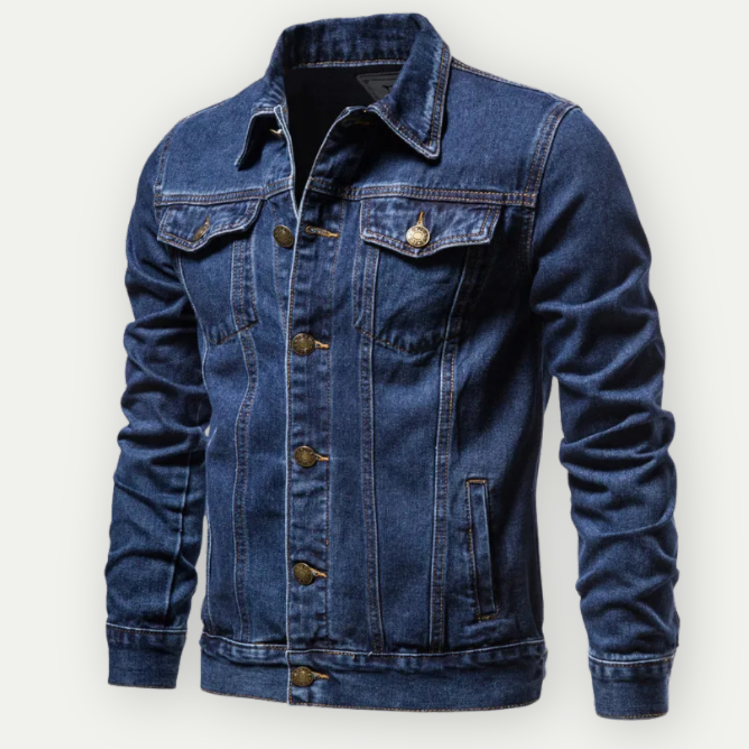 Premium Denim Jacket for Men – Modern Contrast Stitching with Button Pockets